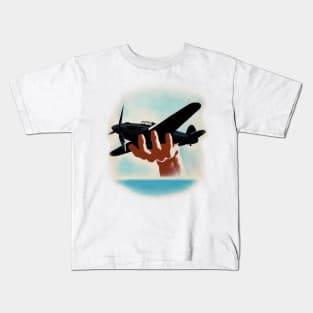 Vintage Aeroplane in Hand | World War 2 Kids T-Shirt
